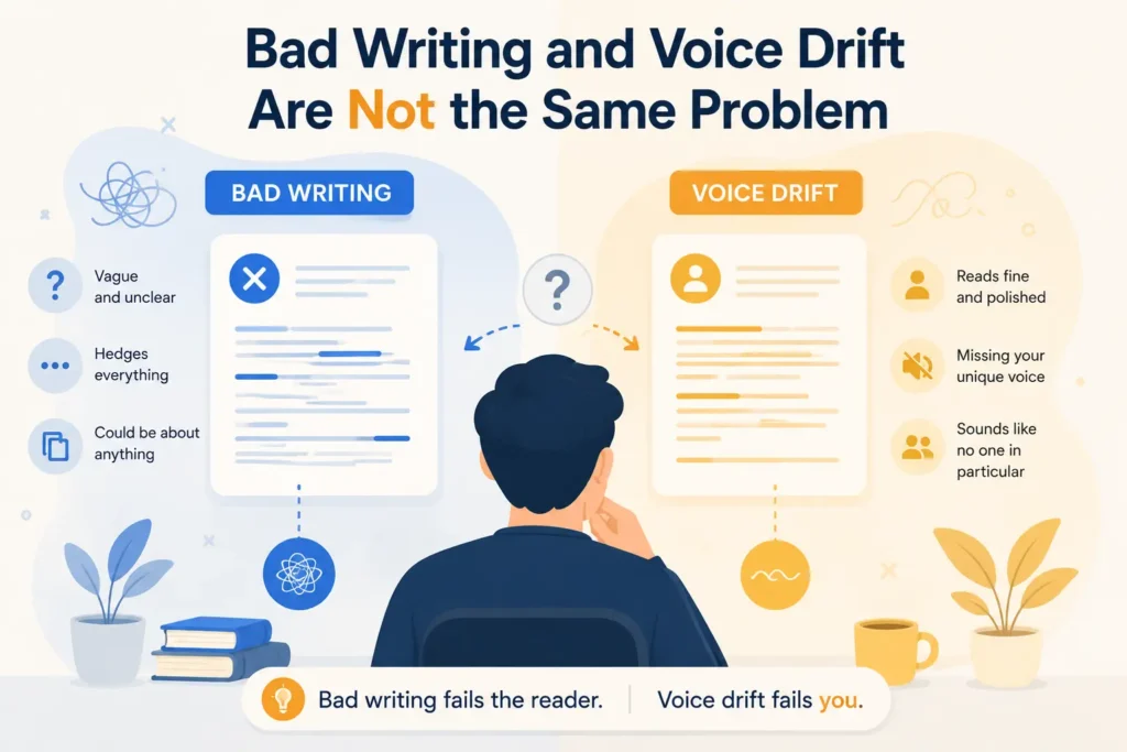 Bad Writing and Voice Drift Are Not the Same Problem