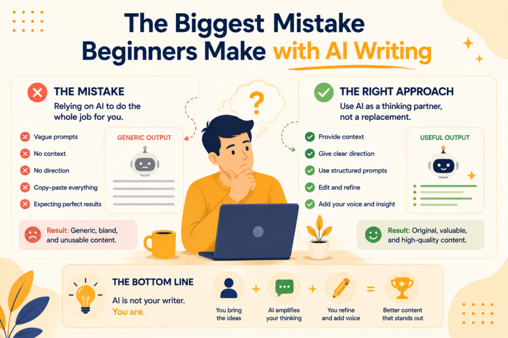 The Biggest Mistake Beginners Make with AI Writing